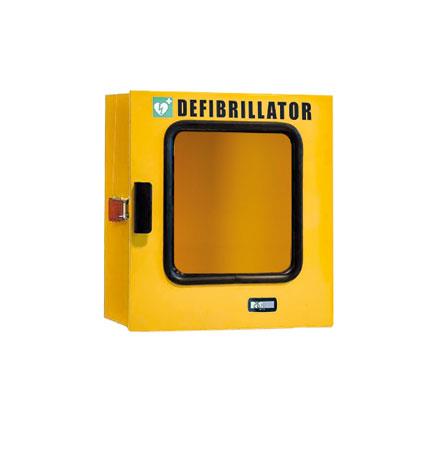 Defibrillátor fémszekrény hőszabályozással és riasztóval külső használatra